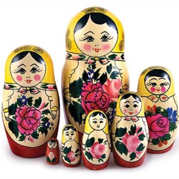 NWT Semenovskaya Russian Matryoshka Nesting 7-Doll Set Handpainted - Picture 2 of 2